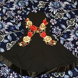 embroidered  flowy rose dress
